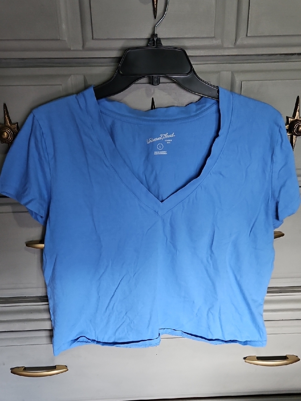 Universal Thread Light Blue V-Neck Crop Tee